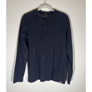Scotch & Soda navy blue pique henley crewneck tshirt heavyweight M casual prep